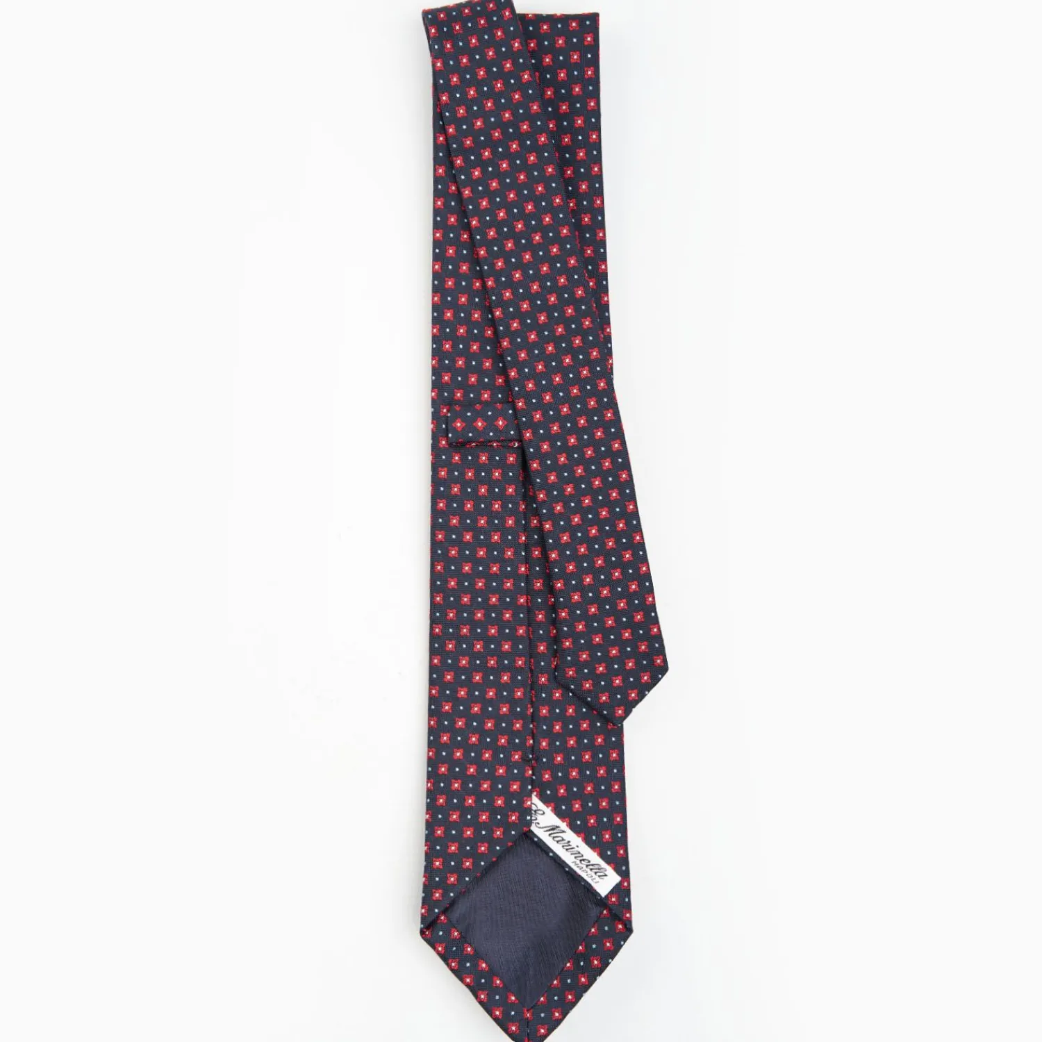 Dark Blue Sartorial Jacquard Silk Tie - Large Flower Patterns>E.Marinella Store