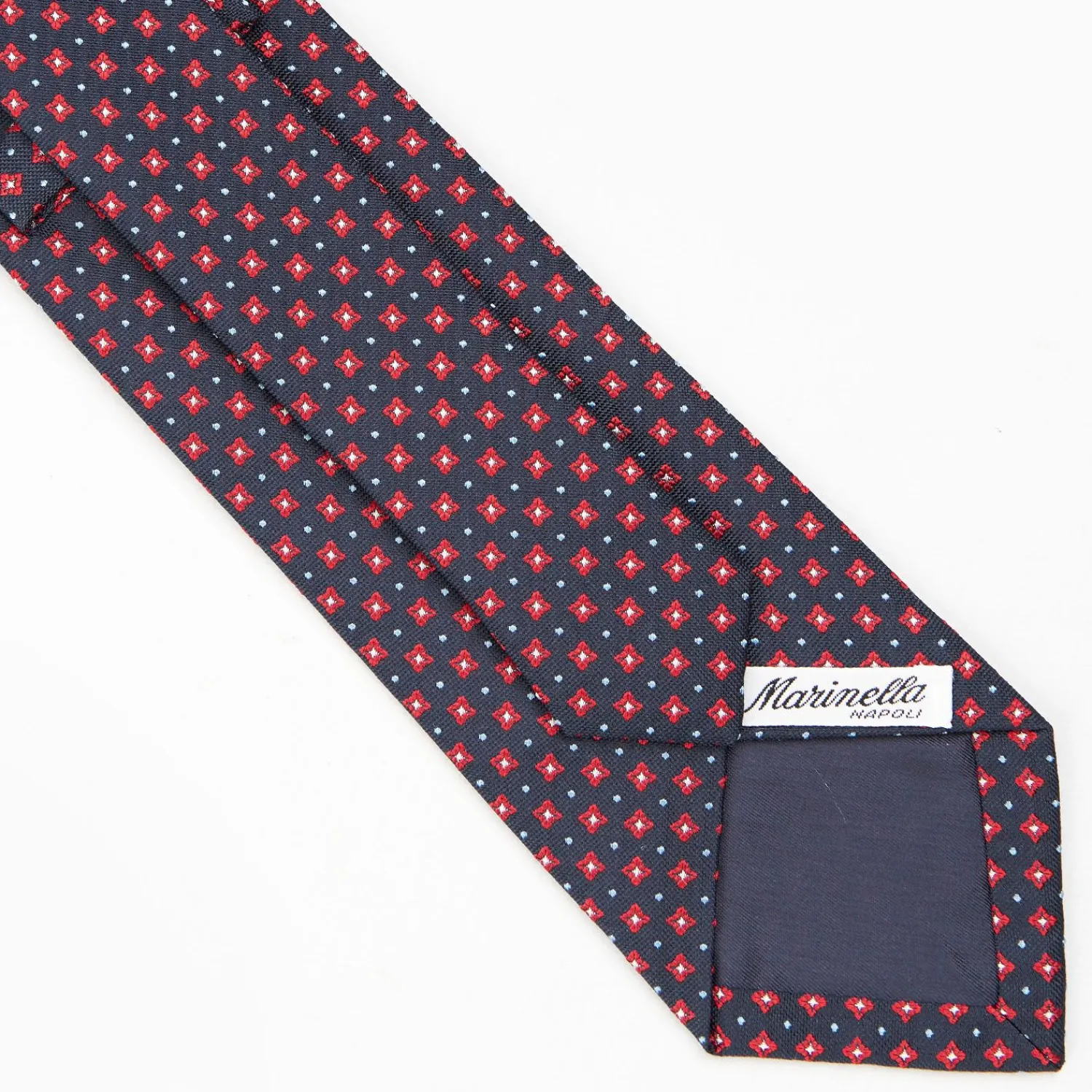Dark Blue Sartorial Jacquard Silk Tie - Large Flower Patterns>E.Marinella Store