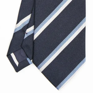 Dark Blue Sartorial Striped Silk Tie>E.Marinella Hot