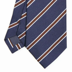 Dark Blue Sartorial Striped Silk Tie>E.Marinella Sale