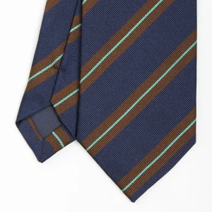 Dark Blue Sartorial Striped Silk Tie>E.Marinella Online