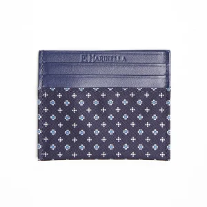 Dark Blue Silk And Leather Credit Card Holder 5 Compartments>E.Marinella Best Sale