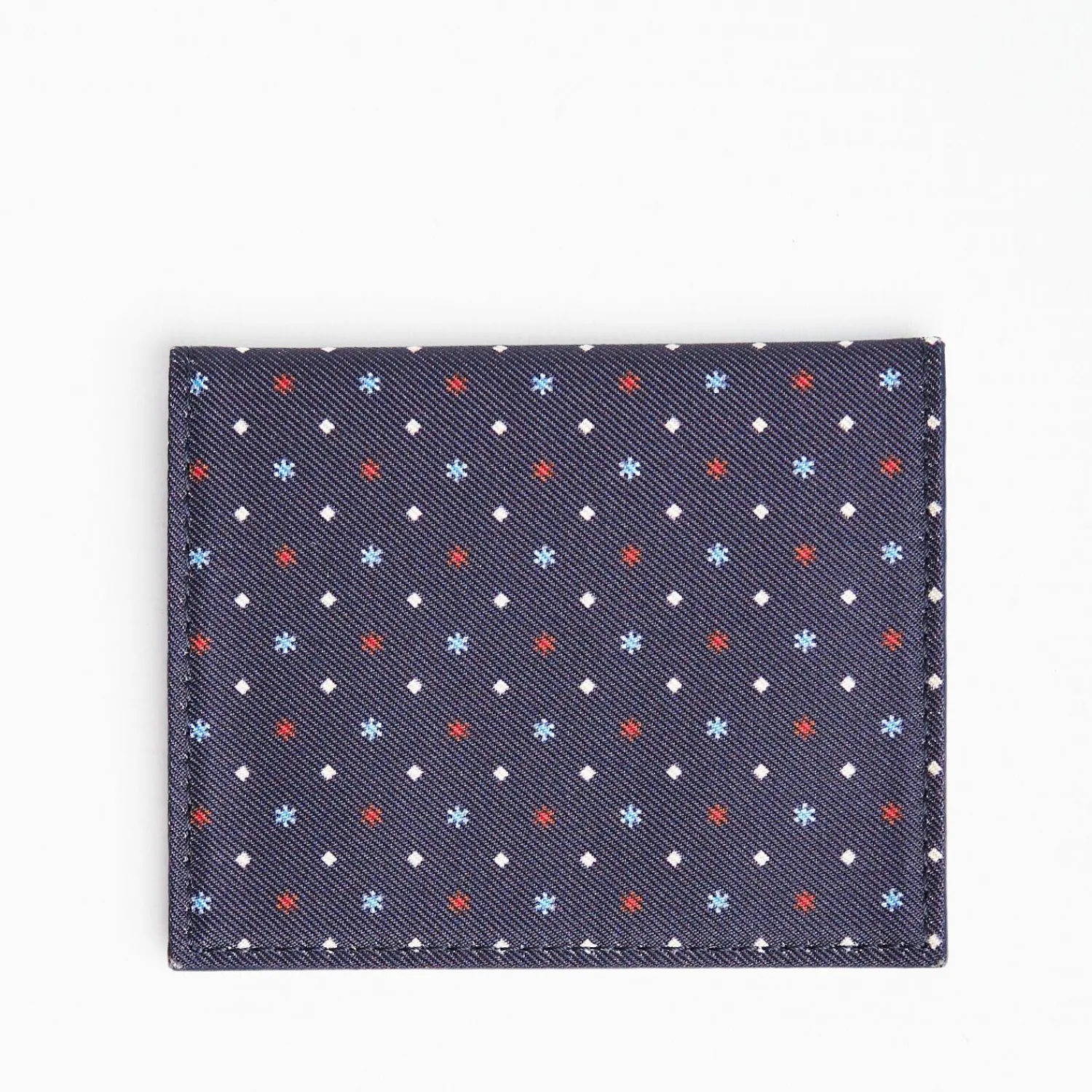 Dark Blue Silk And Leather Folding Card Holder - 10 Compartments>E.Marinella New