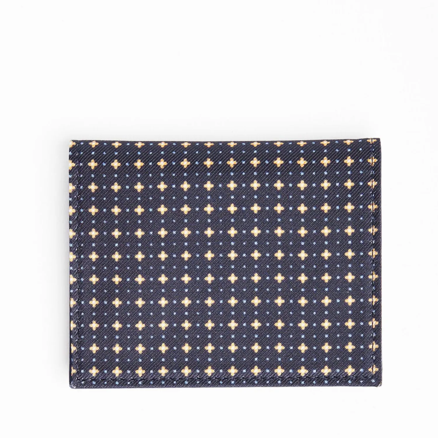 Dark Blue Silk And Leather Folding Card Holder - 10 Compartments>E.Marinella Flash Sale