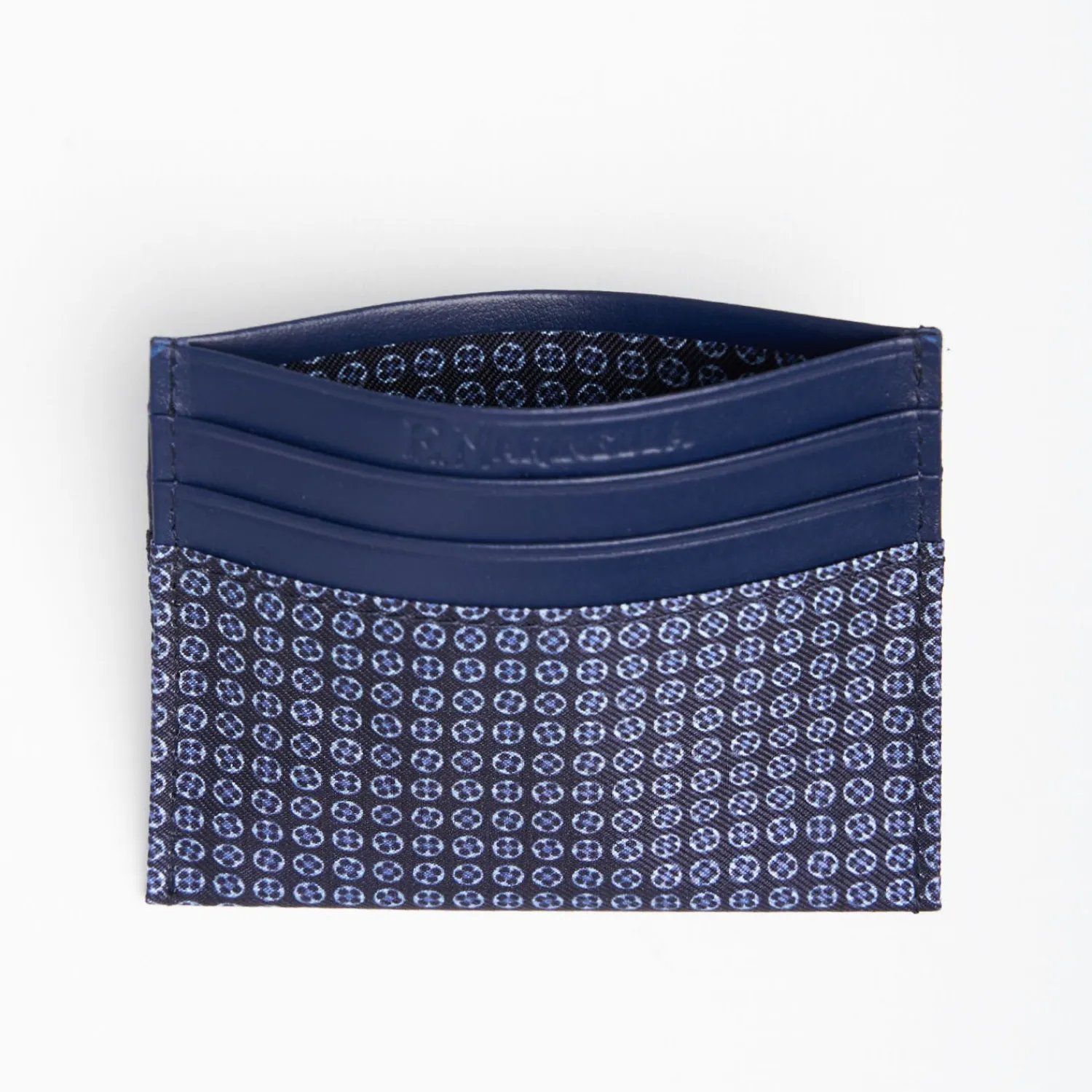 Dark Blue Silk And Leather Credit Card Holder 5 Compartments>E.Marinella Clearance