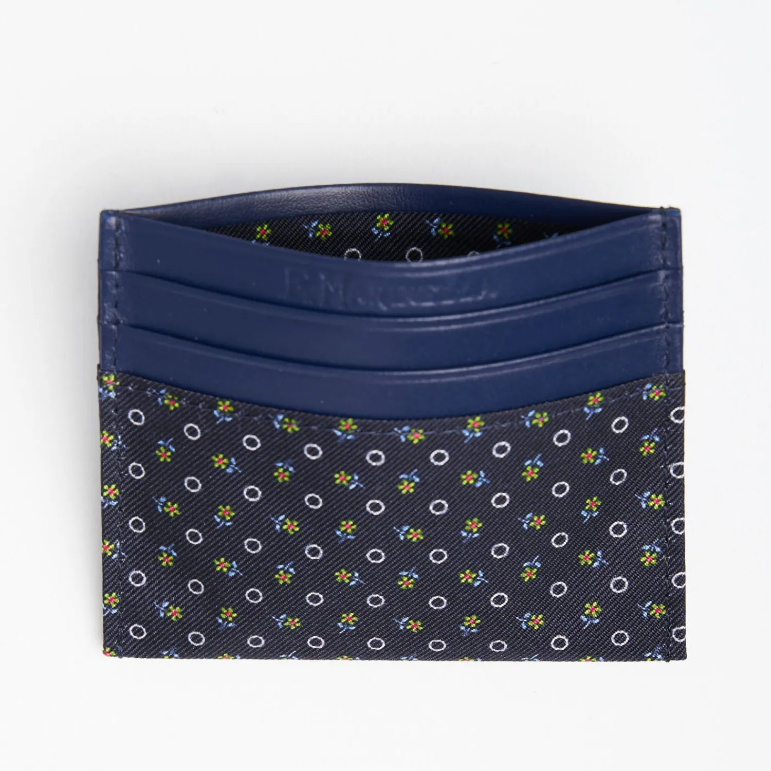 Dark Blue Silk And Leather Credit Card Holder 5 Compartments>E.Marinella Clearance