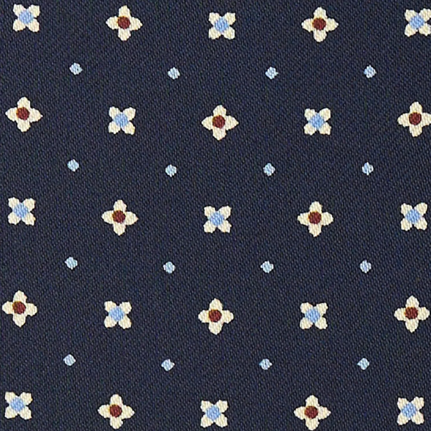 Dark Blue Silk Ascot Tie - Small Flower Designs>E.Marinella Store
