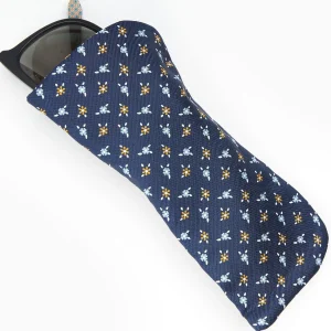 Dark Blue Silk Glasses Case>E.Marinella New