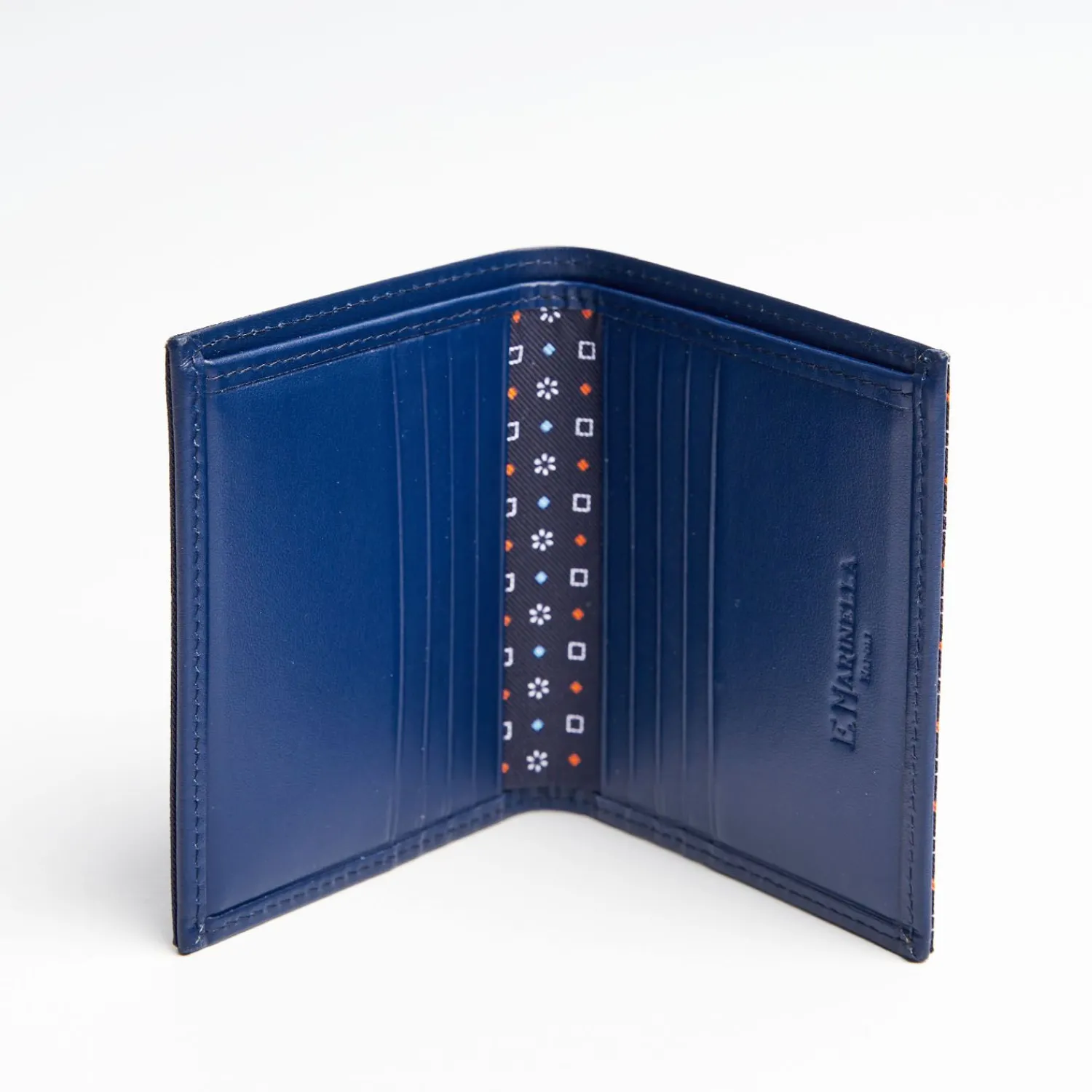 Dark Blue Small Wallet In Silk And Leather>E.Marinella Shop