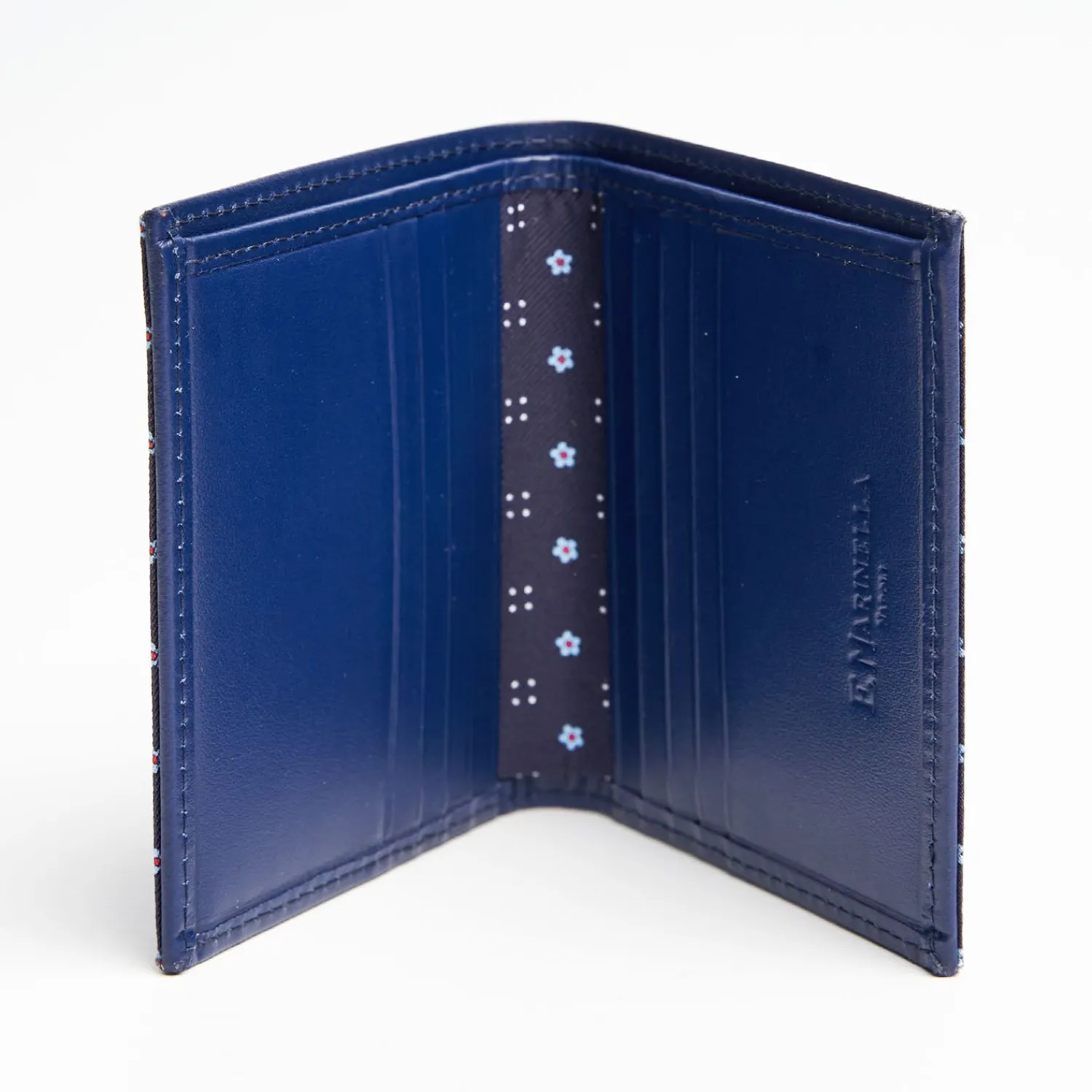 Dark Blue Small Wallet In Silk And Leather>E.Marinella Hot