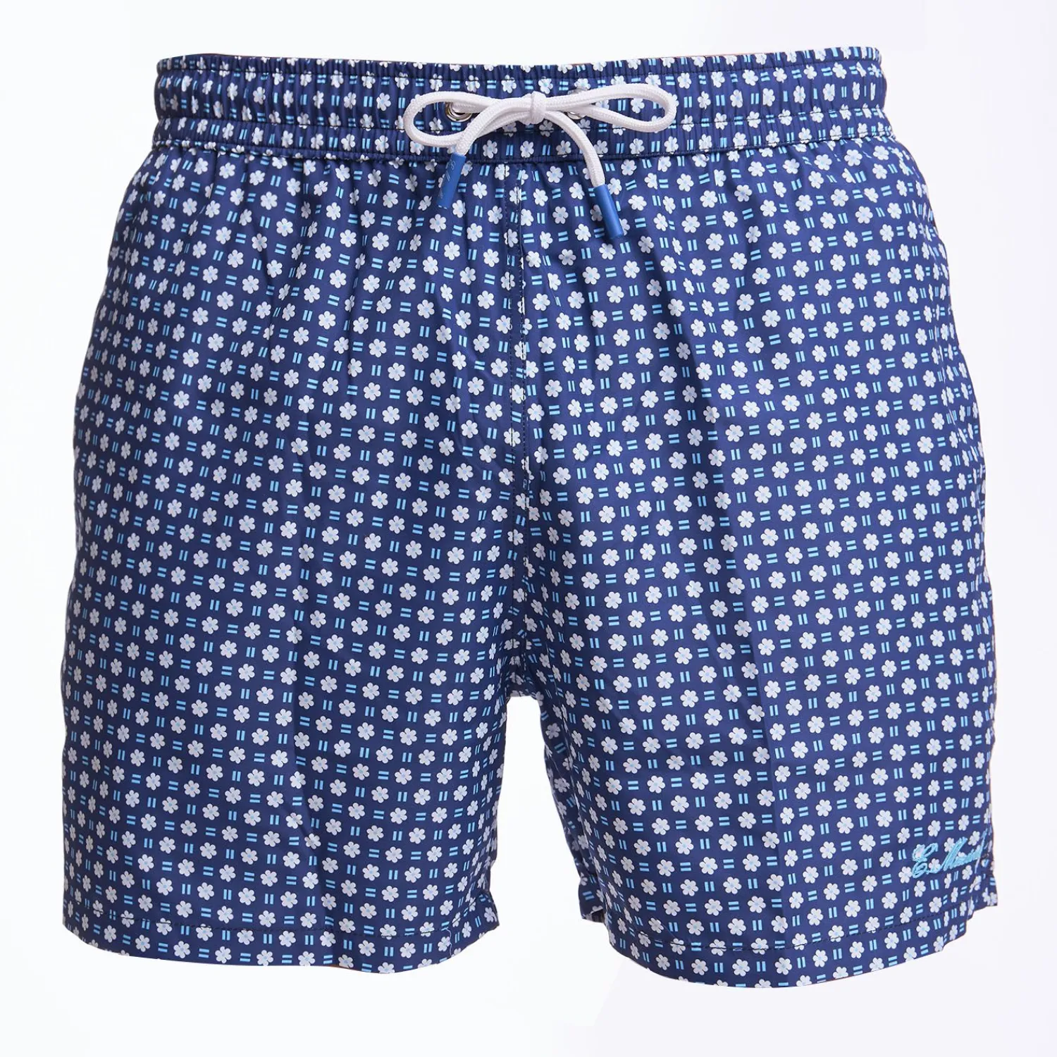 Dark Blue Swim Short - Large Flower Pattern>E.Marinella Flash Sale