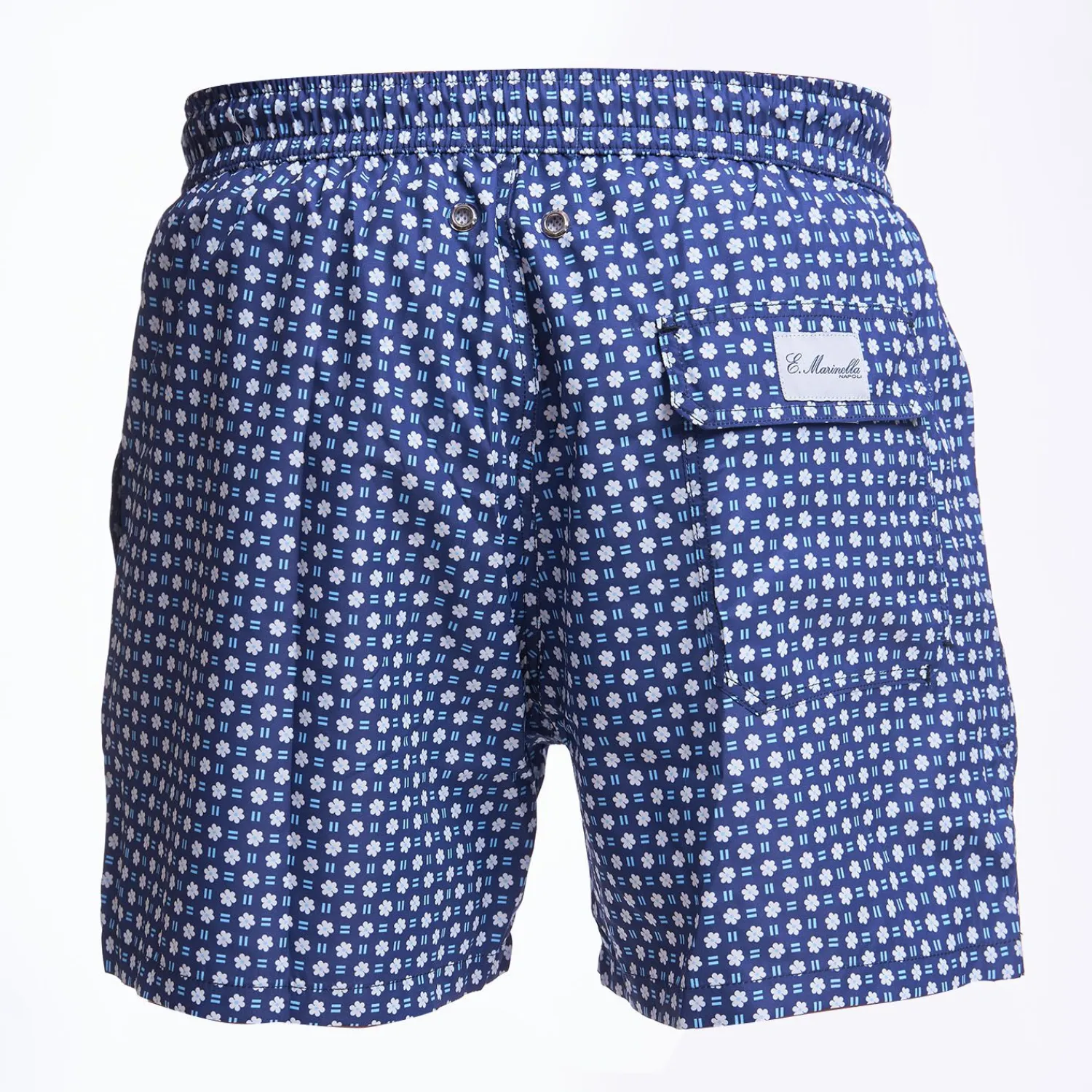 Dark Blue Swim Short - Large Flower Pattern>E.Marinella Flash Sale