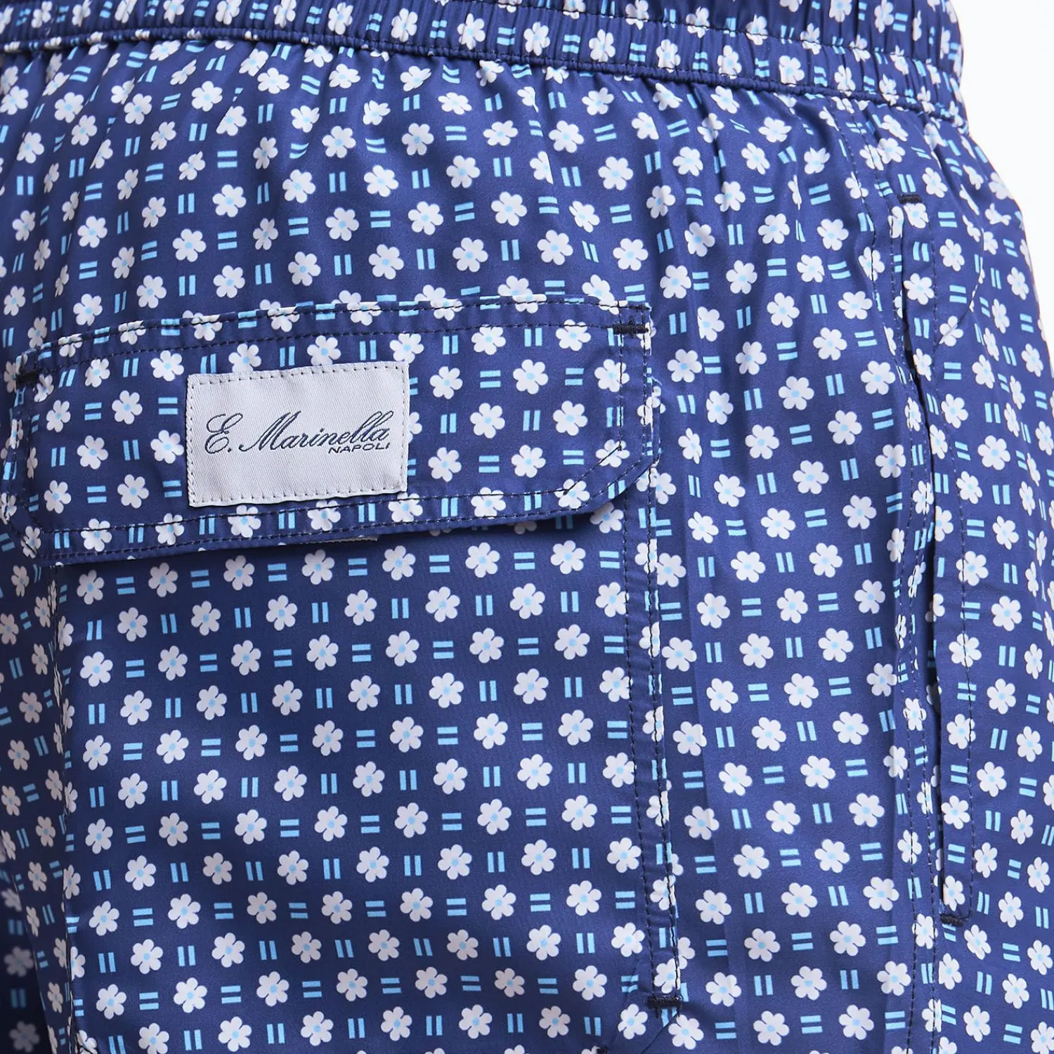 Dark Blue Swim Short - Large Flower Pattern>E.Marinella Flash Sale