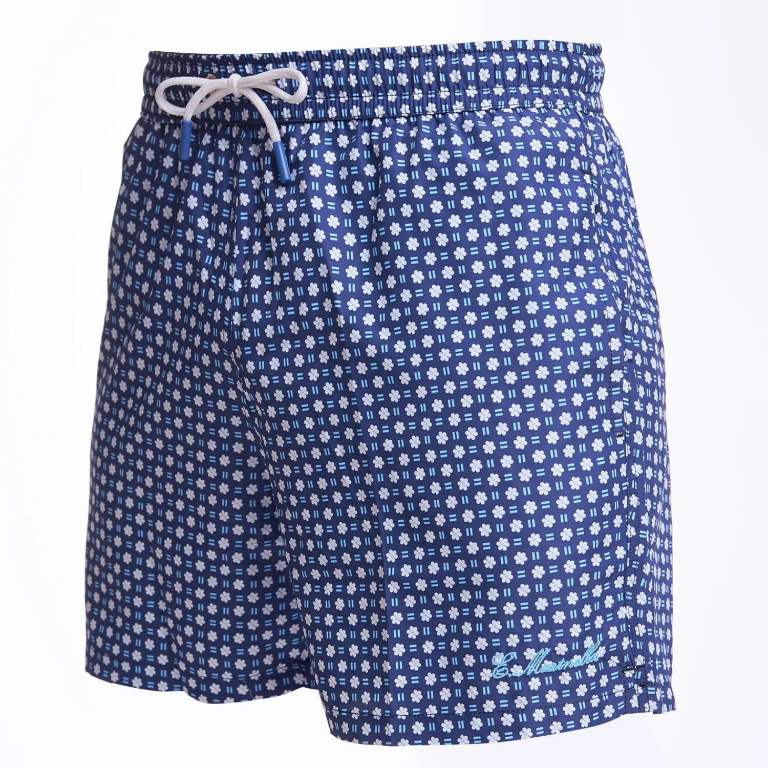 Dark Blue Swim Short - Large Flower Pattern>E.Marinella Flash Sale