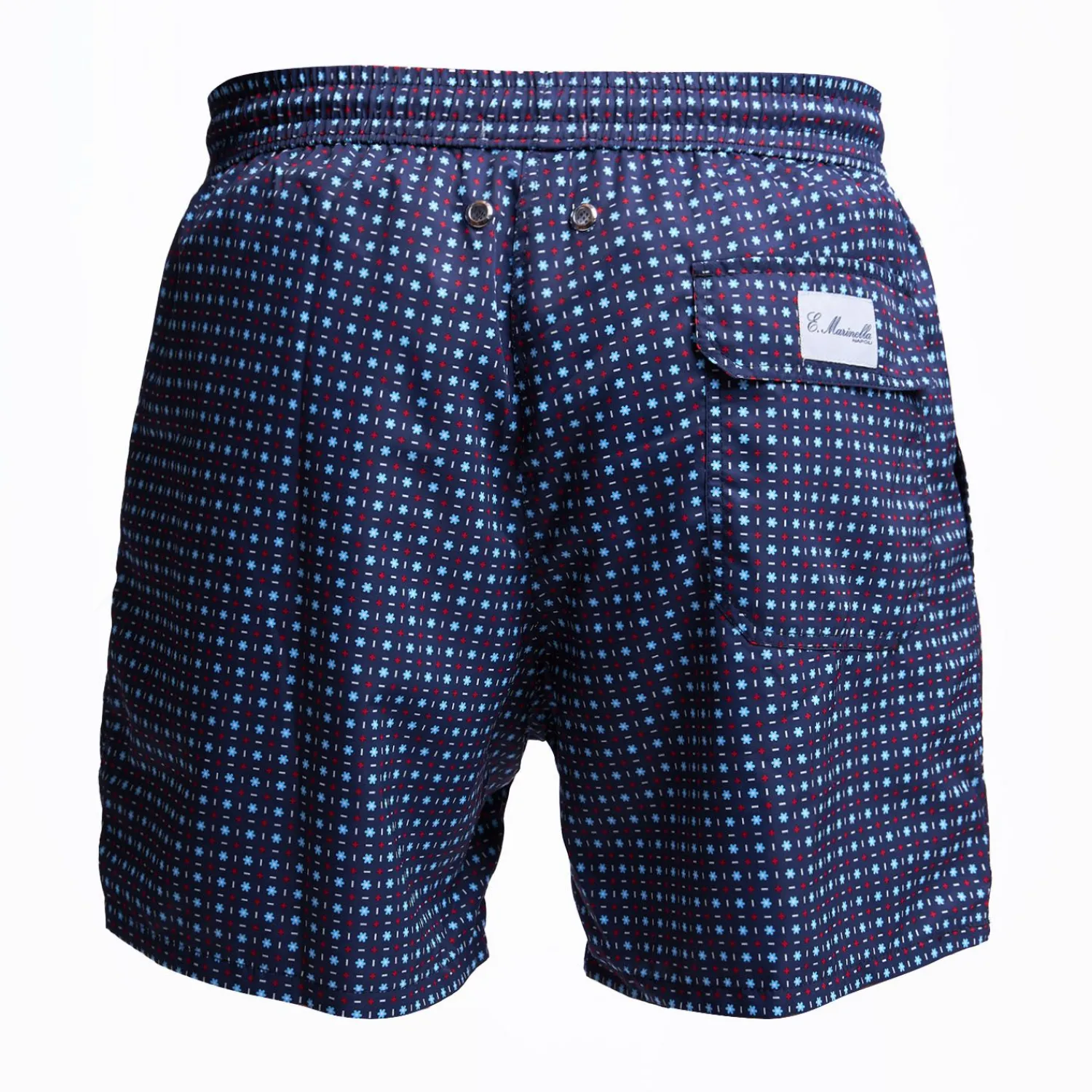 Dark Blue Swim Short - Small Flower Pattern>E.Marinella Shop