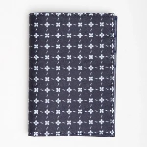 Dark Blue Vertical Wallet In Silk And Leather>E.Marinella Store