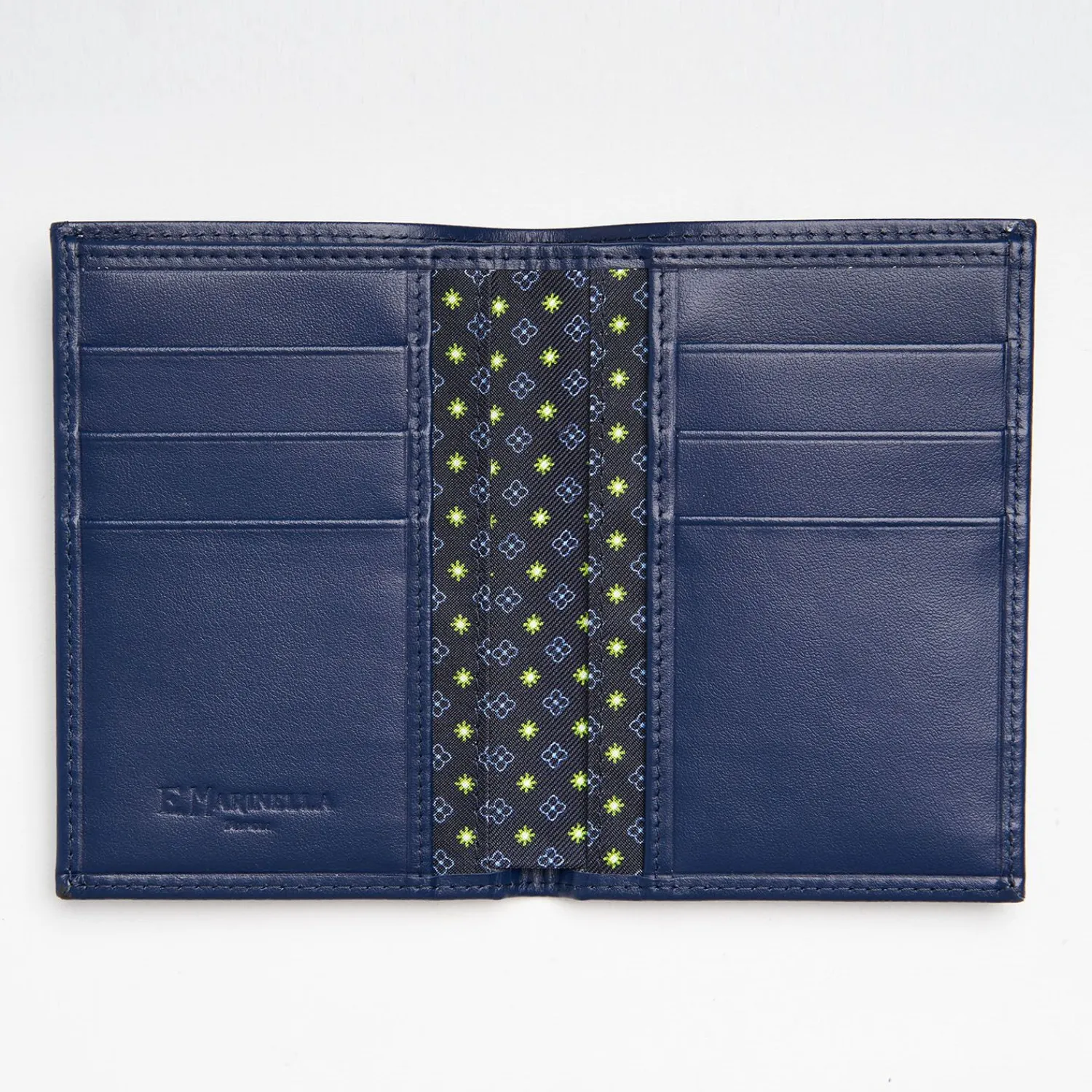 Dark Blue Vertical Wallet In Silk And Leather>E.Marinella Best