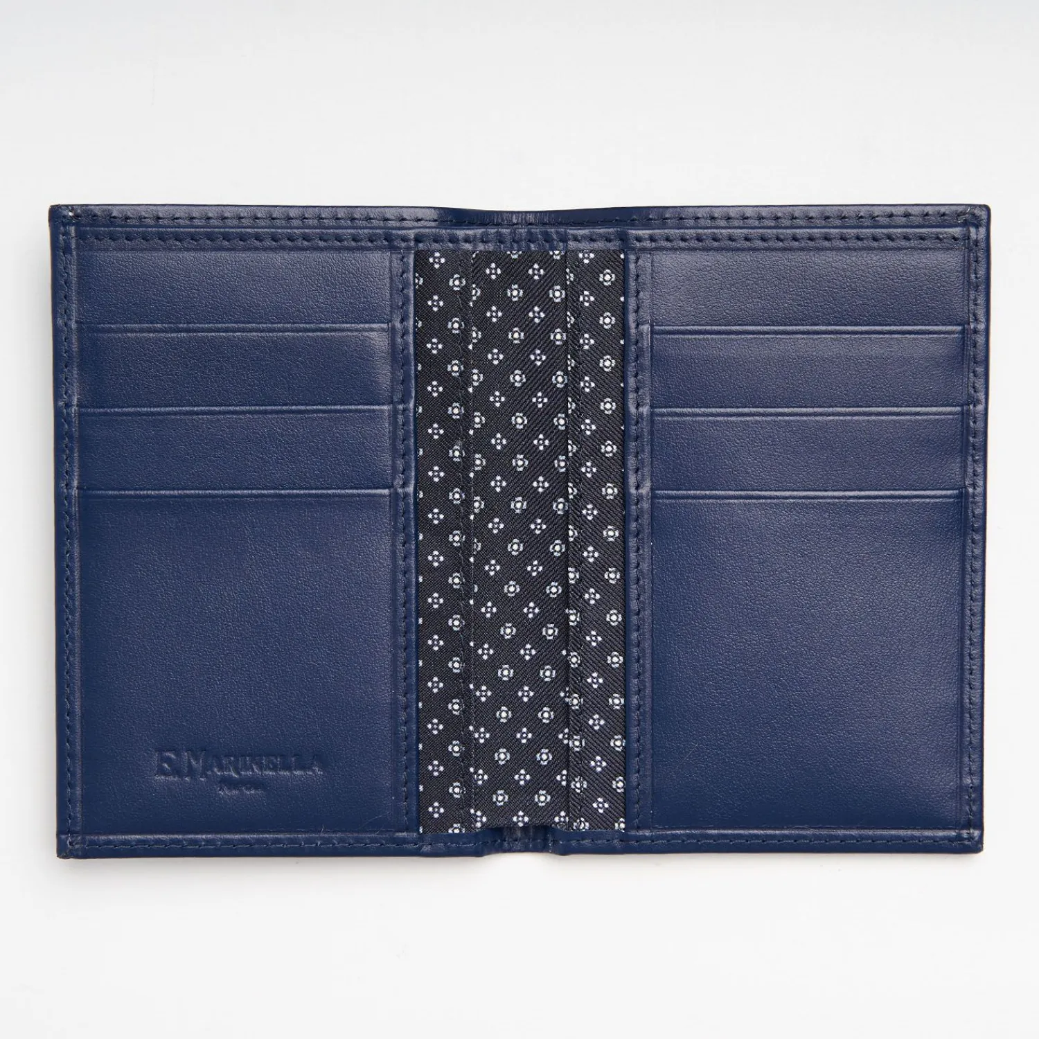 Dark Blue Vertical Wallet In Silk And Leather>E.Marinella Flash Sale