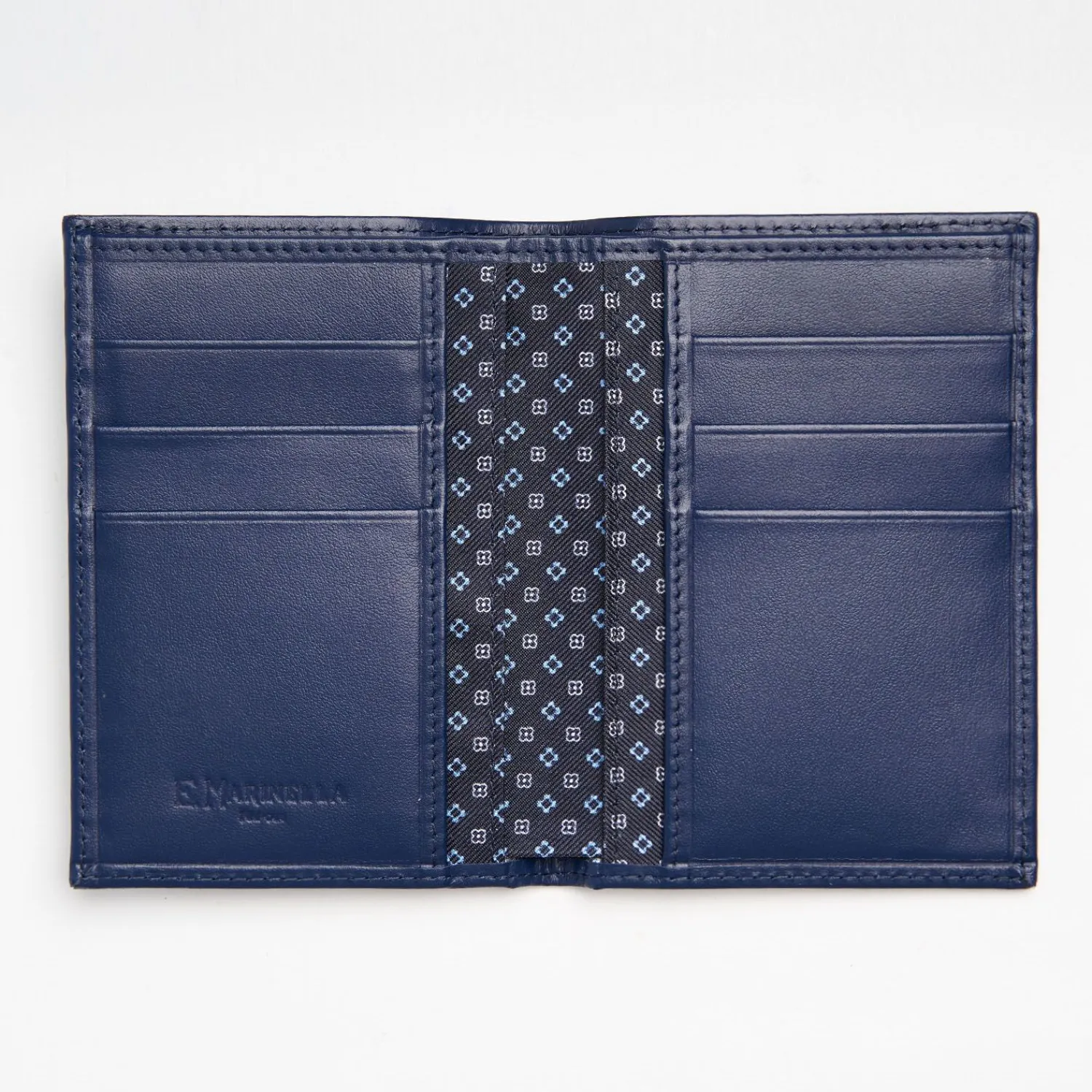Dark Blue Vertical Wallet In Silk And Leather>E.Marinella Best