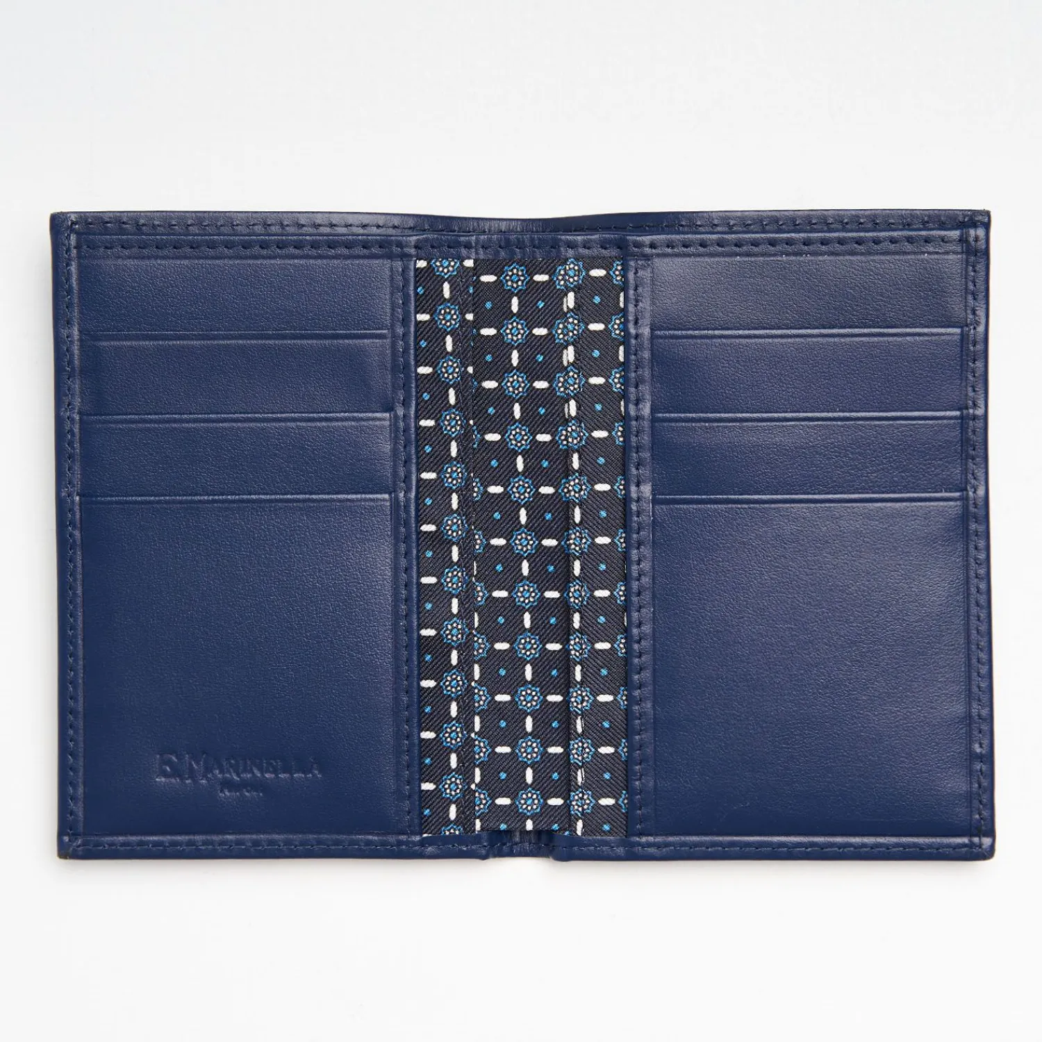 Dark Blue Vertical Wallet In Silk And Leather>E.Marinella Flash Sale