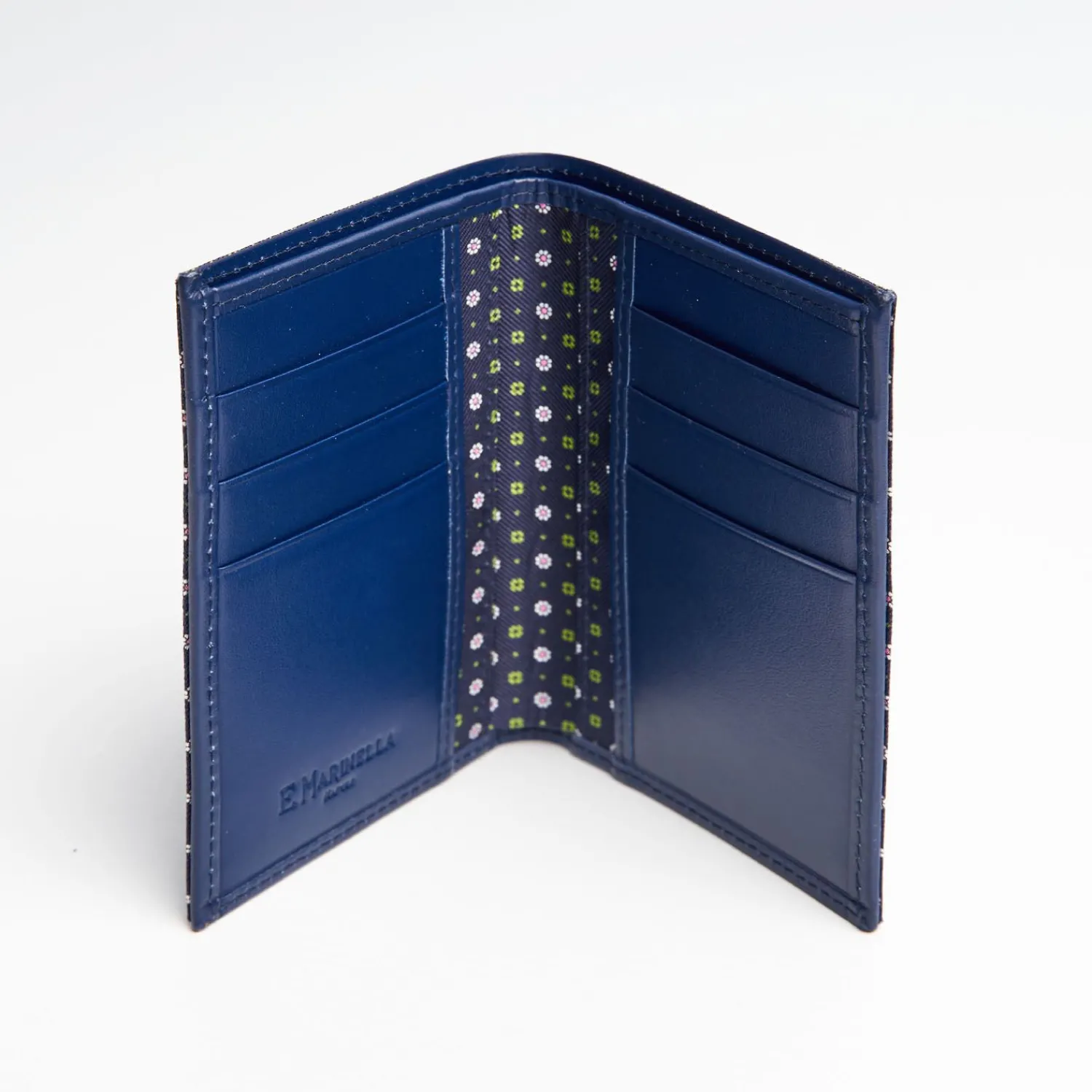 Dark Blue Vertical Wallet In Silk And Leather>E.Marinella Flash Sale