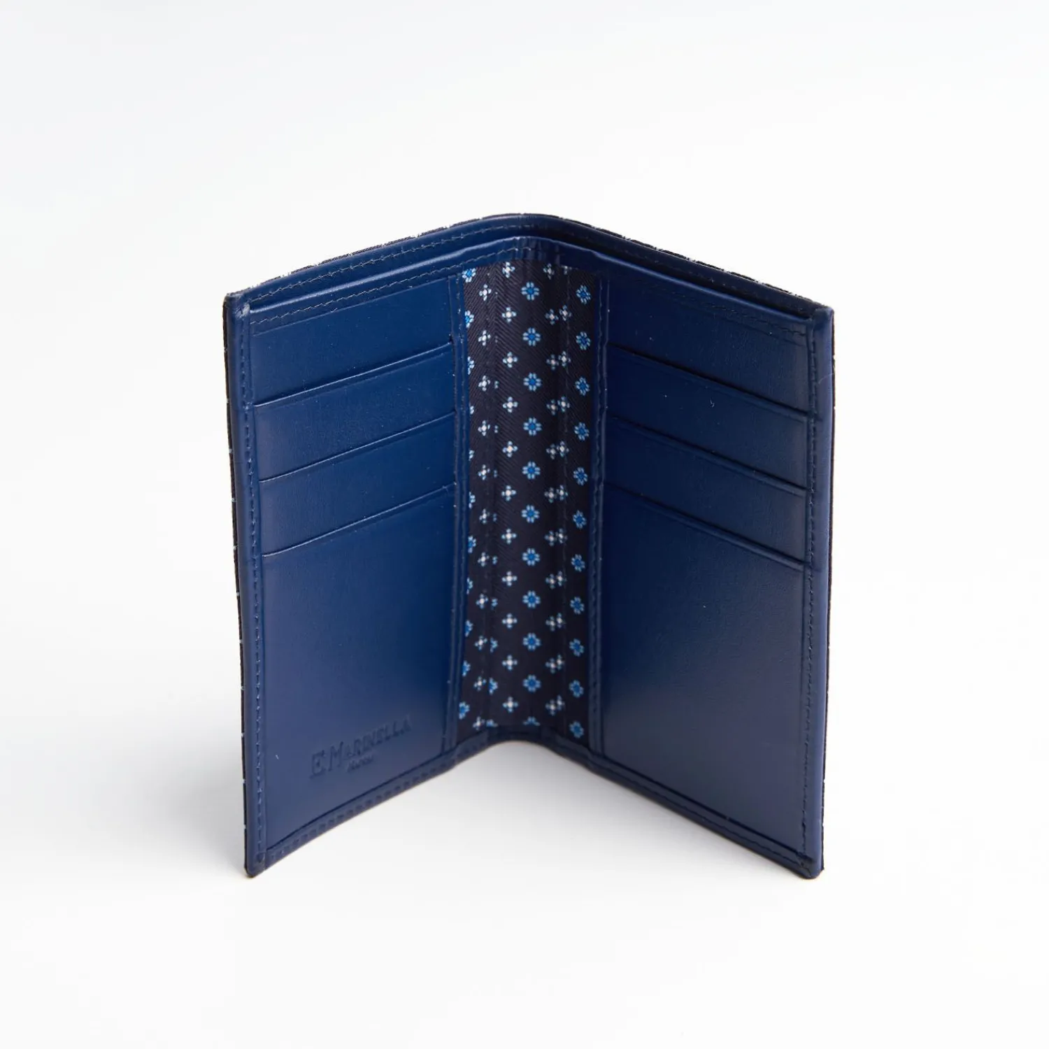 Dark Blue Vertical Wallet In Silk And Leather>E.Marinella Hot