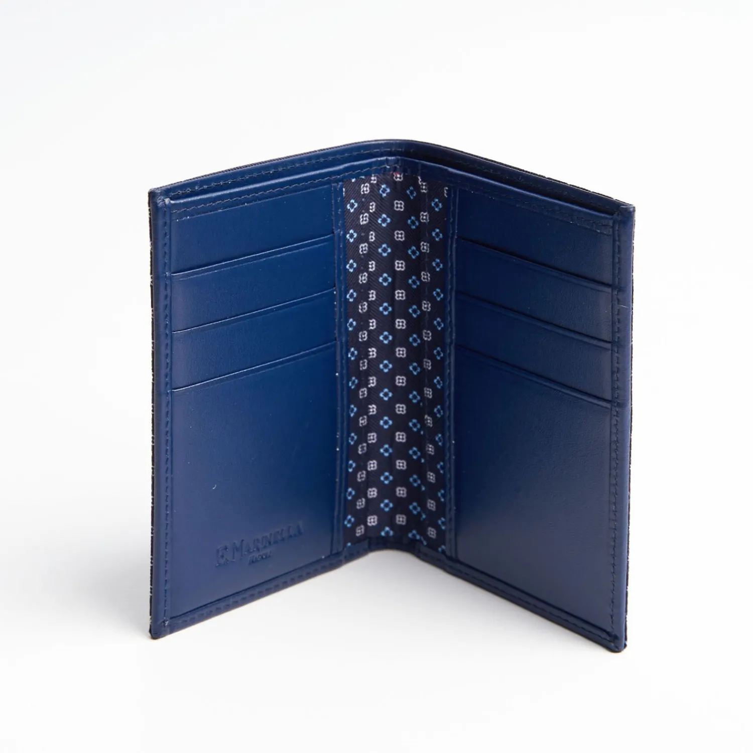 Dark Blue Vertical Wallet In Silk And Leather>E.Marinella Flash Sale