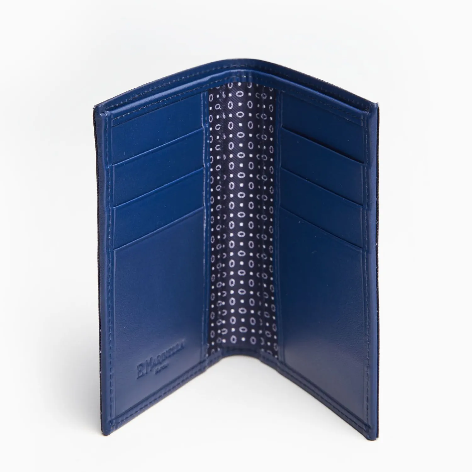 Dark Blue Vertical Wallet In Silk And Leather>E.Marinella Fashion
