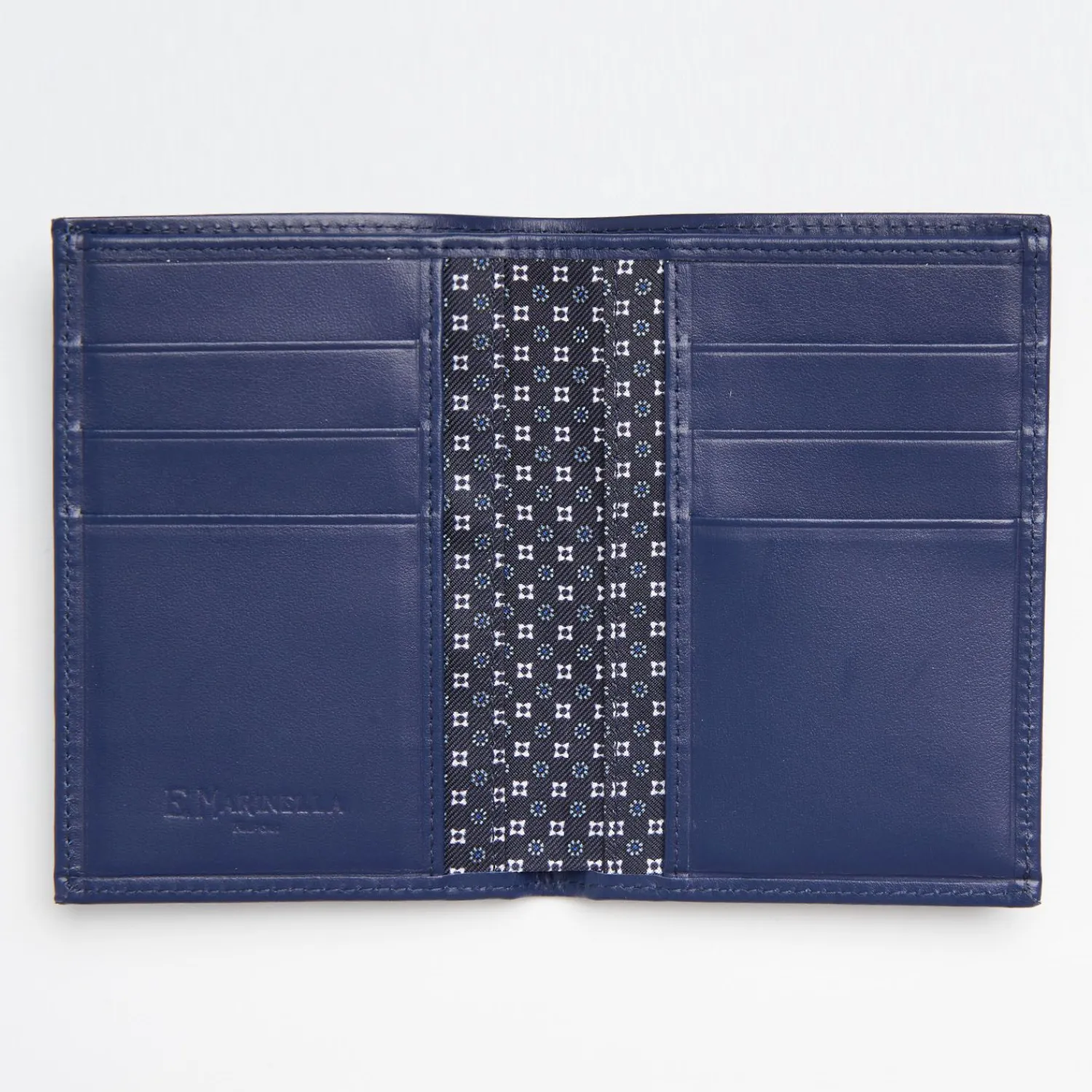 Dark Blue Vertical Wallet In Silk And Leather>E.Marinella Best Sale