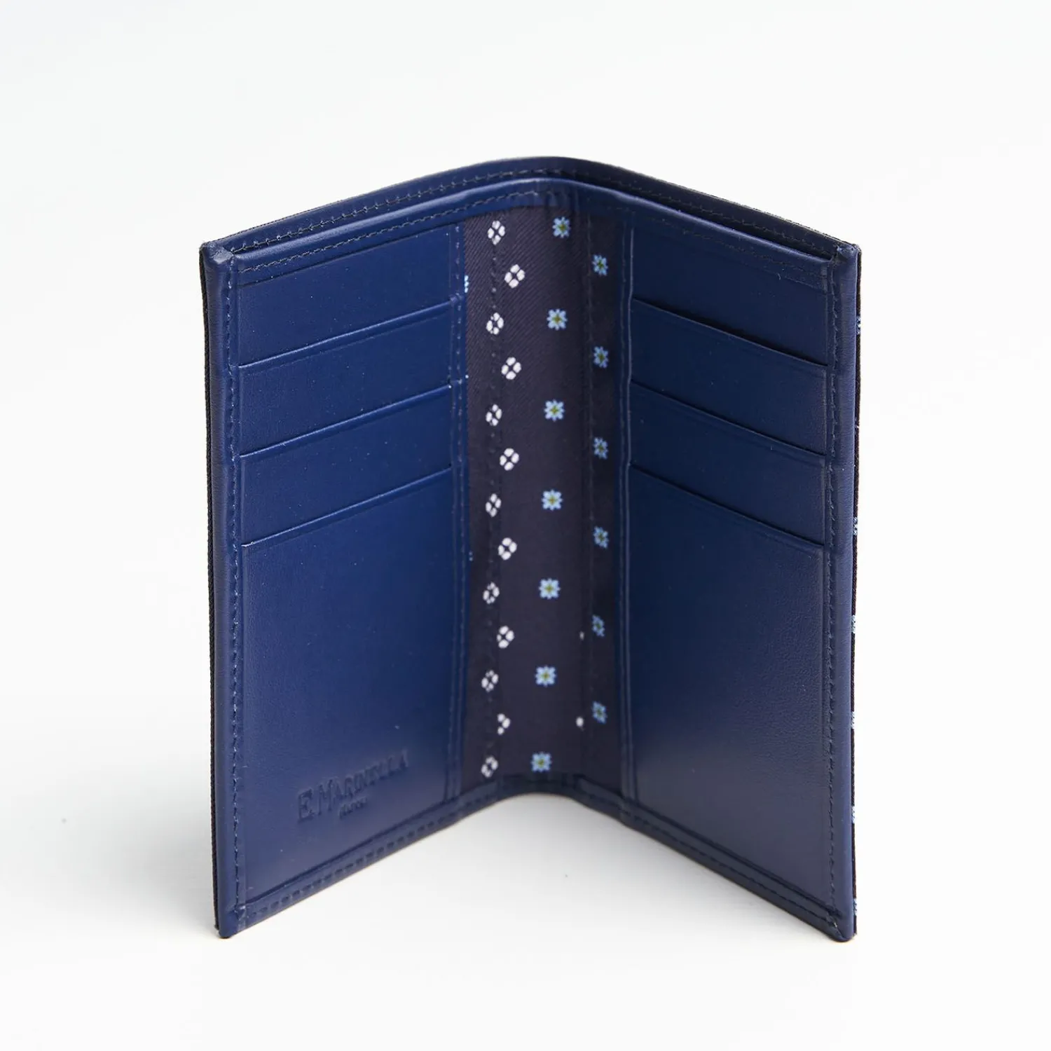 Dark Blue Vertical Wallet In Silk And Leather>E.Marinella Best Sale