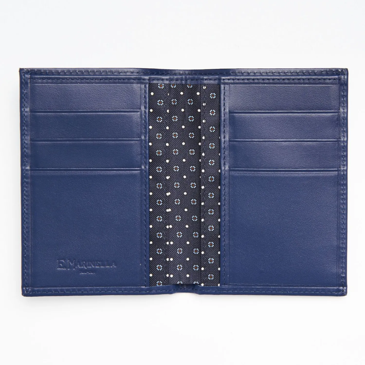 Dark Blue Vertical Wallet In Silk And Leather>E.Marinella Sale