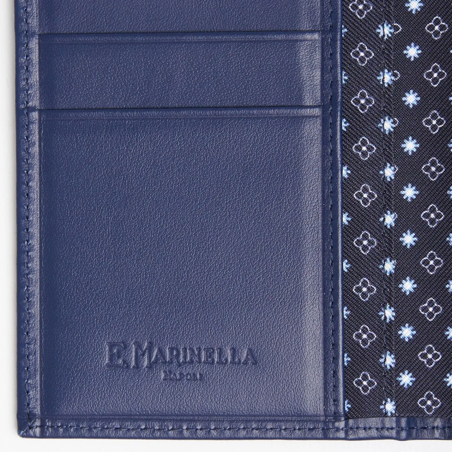 Dark Blue Vertical Wallet In Silk And Leather>E.Marinella Best