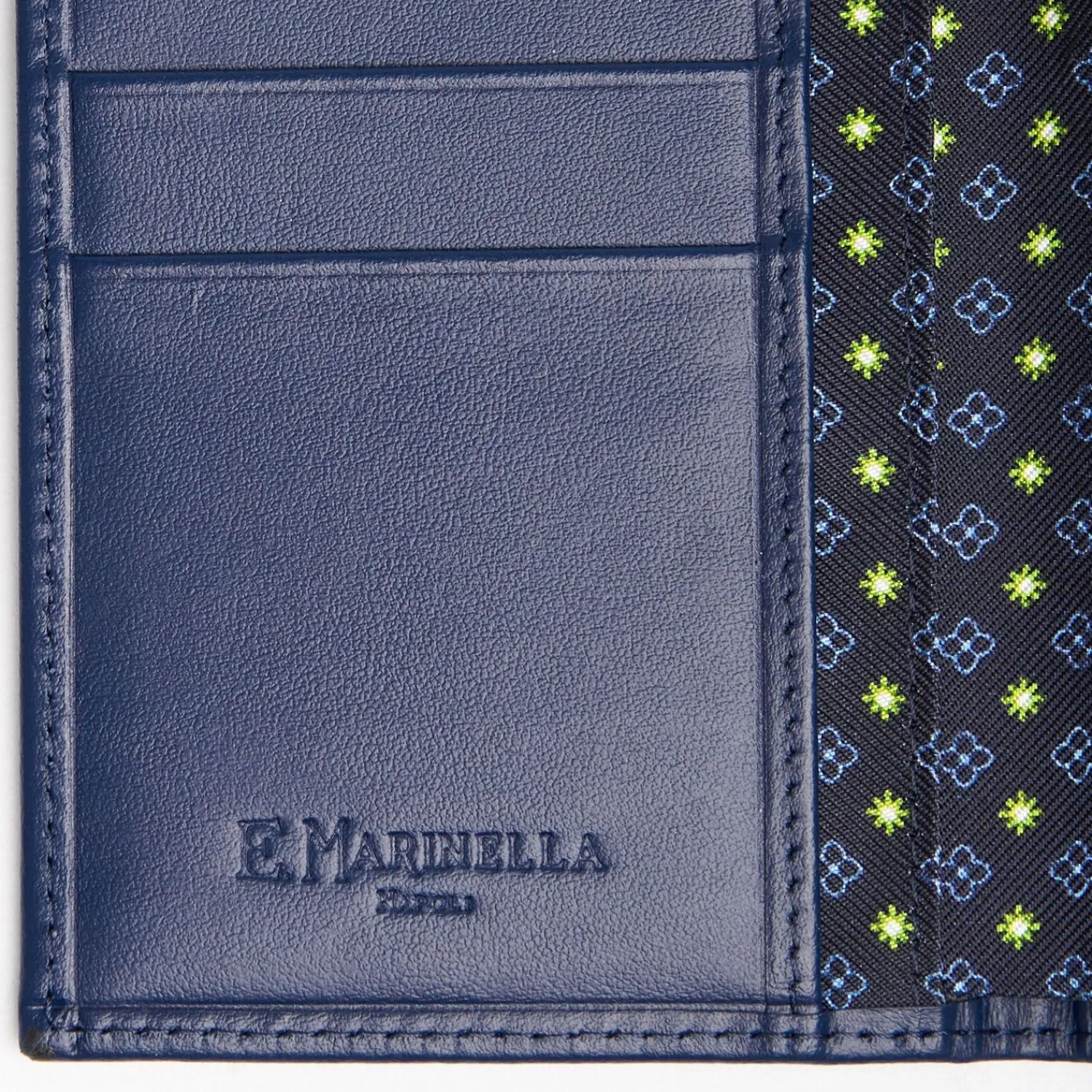 Dark Blue Vertical Wallet In Silk And Leather>E.Marinella Best