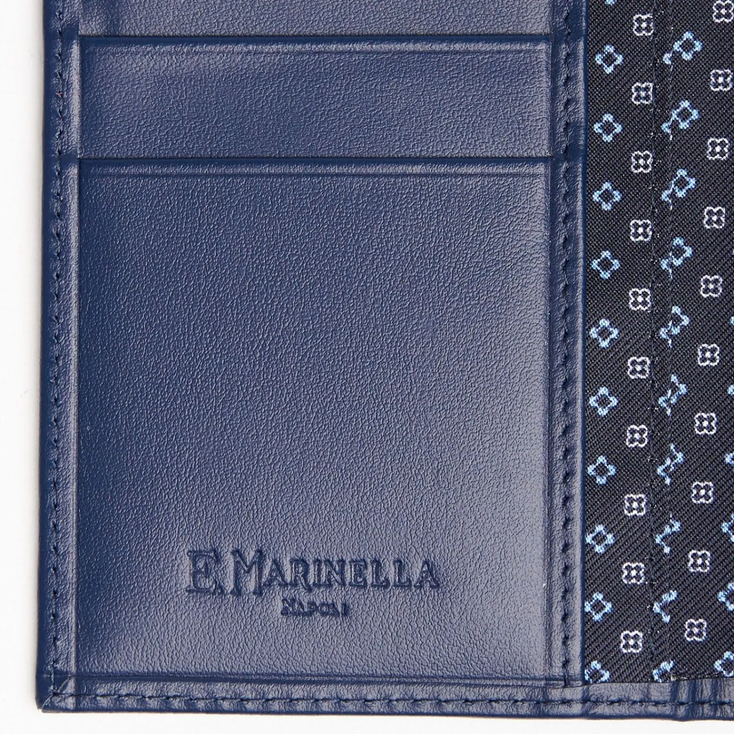 Dark Blue Vertical Wallet In Silk And Leather>E.Marinella Best
