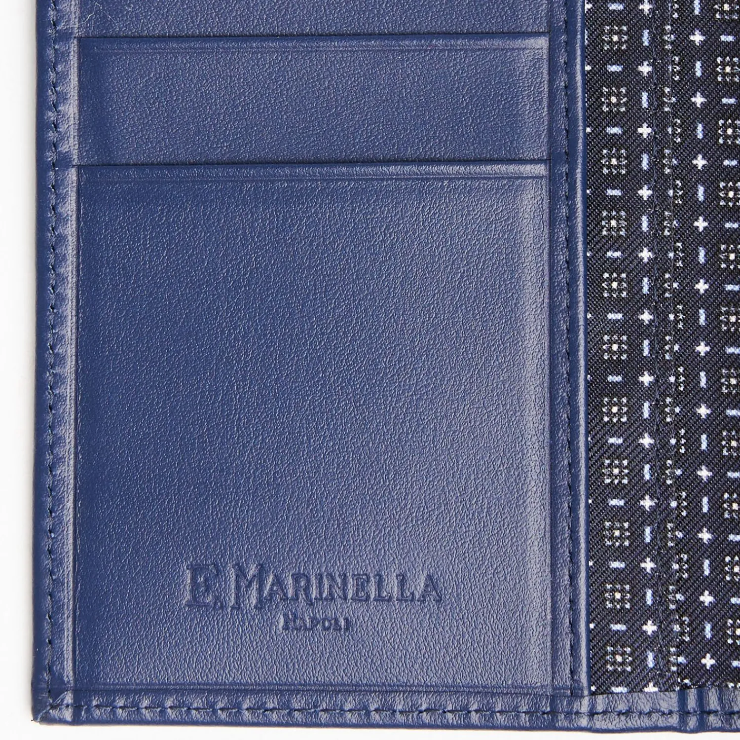 Dark Blue Vertical Wallet In Silk And Leather>E.Marinella Outlet