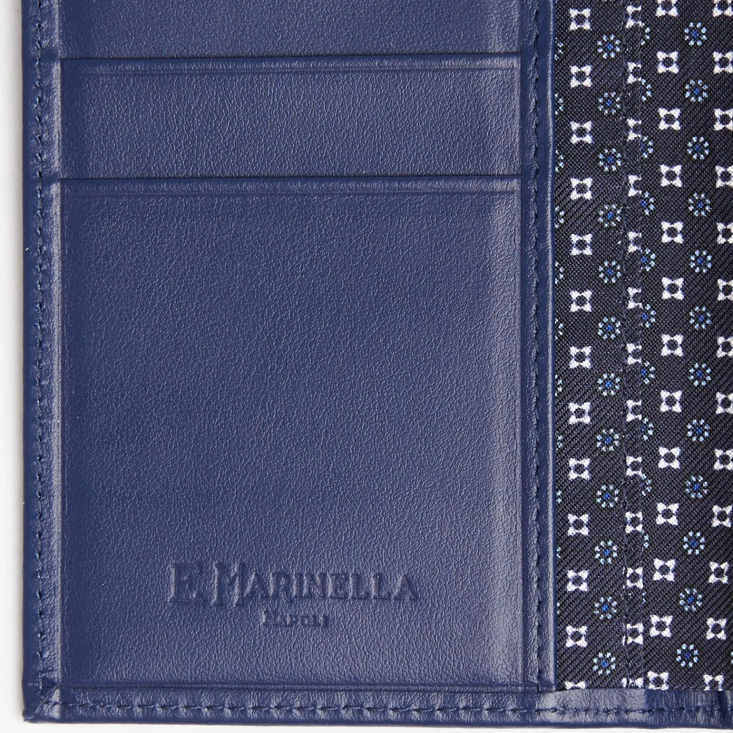 Dark Blue Vertical Wallet In Silk And Leather>E.Marinella Best Sale