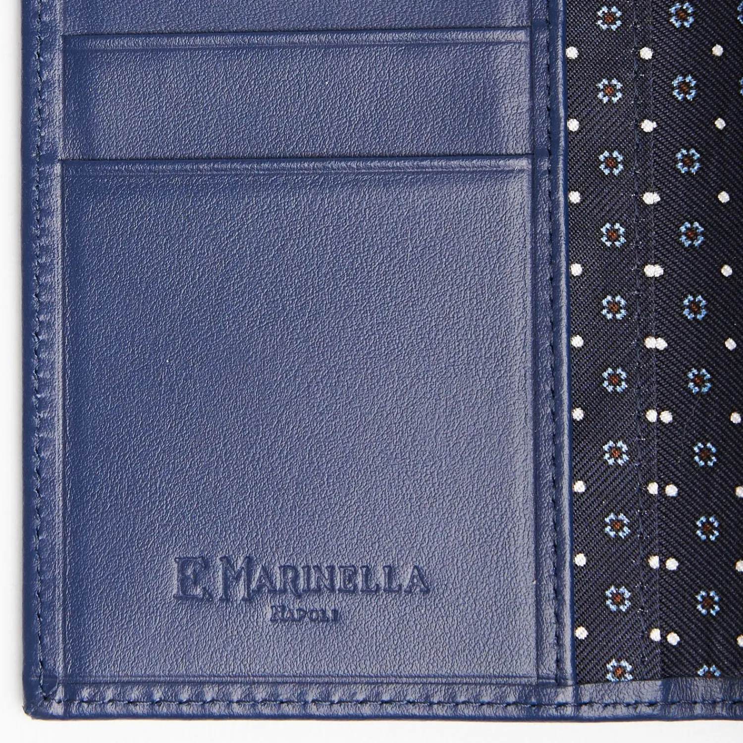 Dark Blue Vertical Wallet In Silk And Leather>E.Marinella Sale