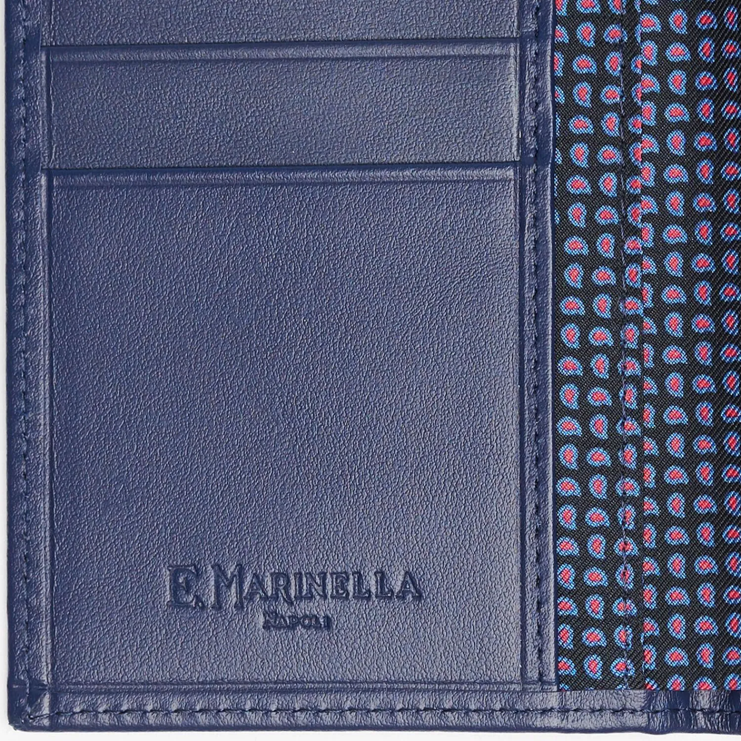 Dark Blue Vertical Wallet In Silk And Leather>E.Marinella Shop