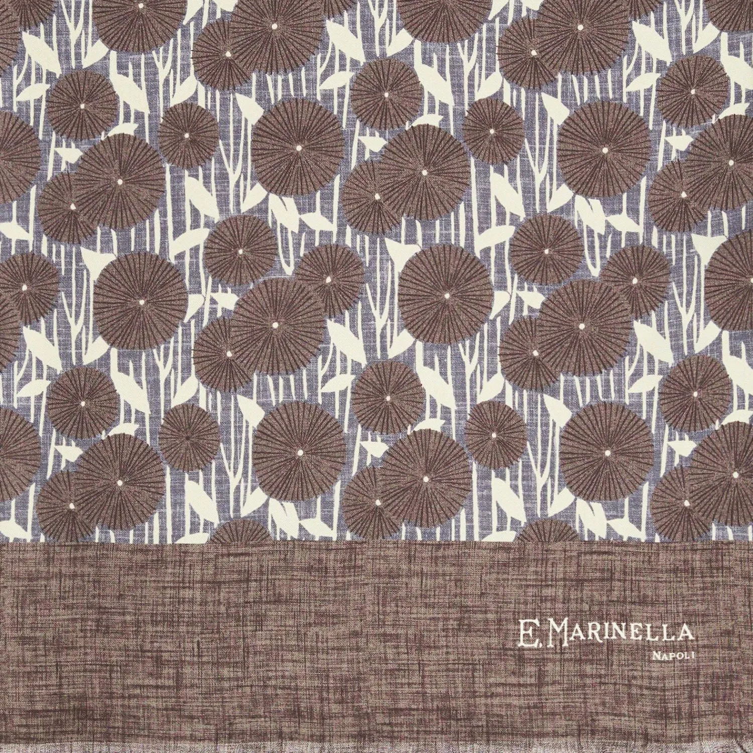 Dark Brown And Beige Double Silk Scarf>E.Marinella Shop