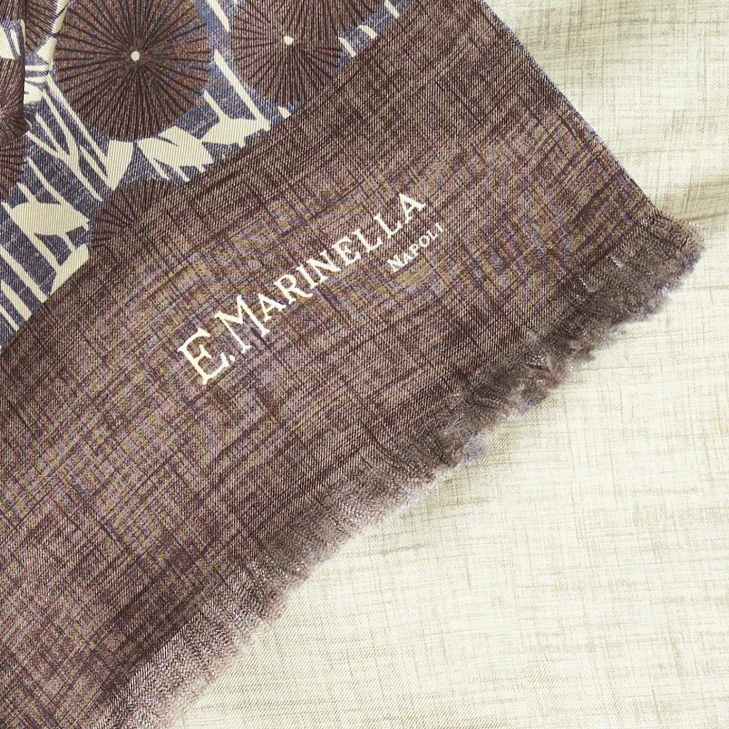 Dark Brown And Beige Double Silk Scarf>E.Marinella Shop