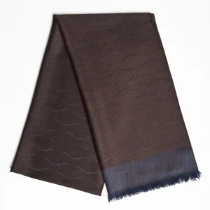 Dark Brown And Blue Wool And Silk Vesuvius Scarf>E.Marinella Clearance
