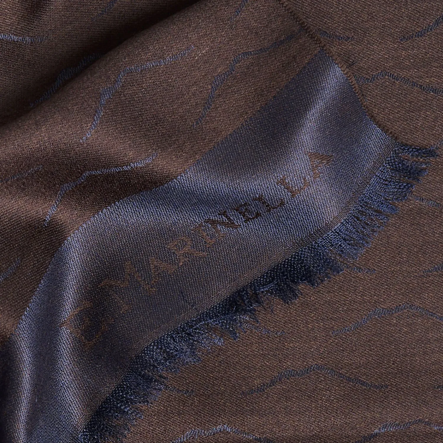 Dark Brown And Blue Wool And Silk Vesuvius Scarf>E.Marinella Clearance