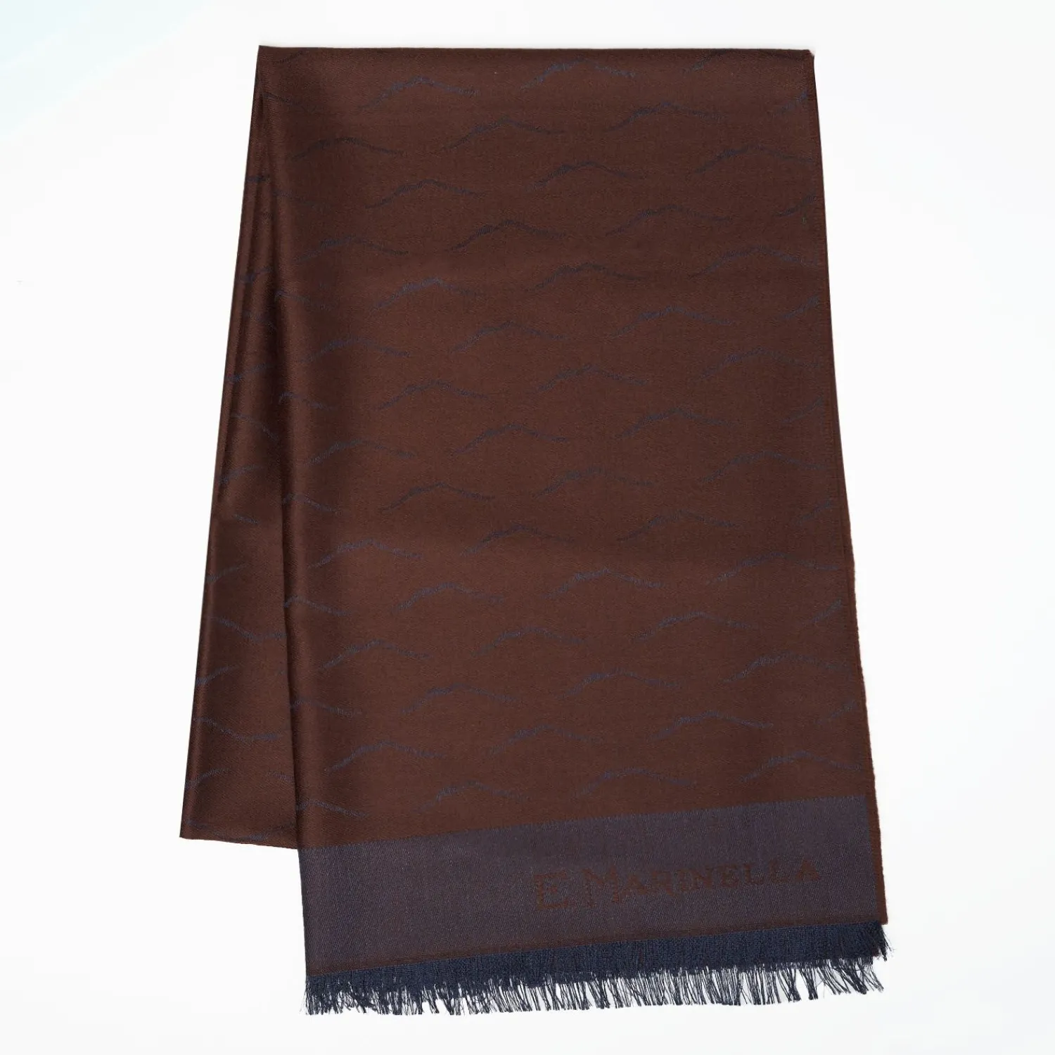 Dark Brown And Blue Wool And Silk Vesuvius Scarf>E.Marinella Clearance