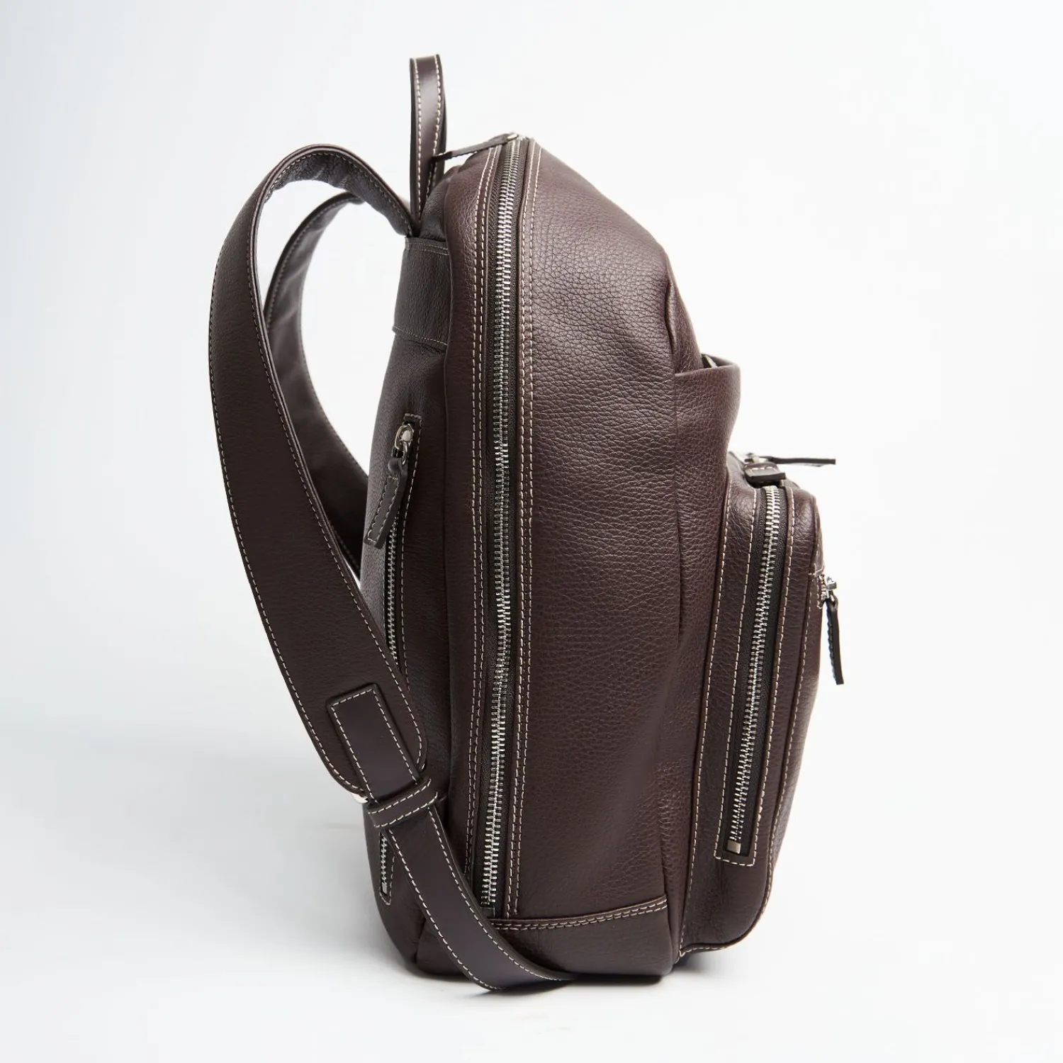 Dark Brown Leather Back Pack>E.Marinella Best Sale