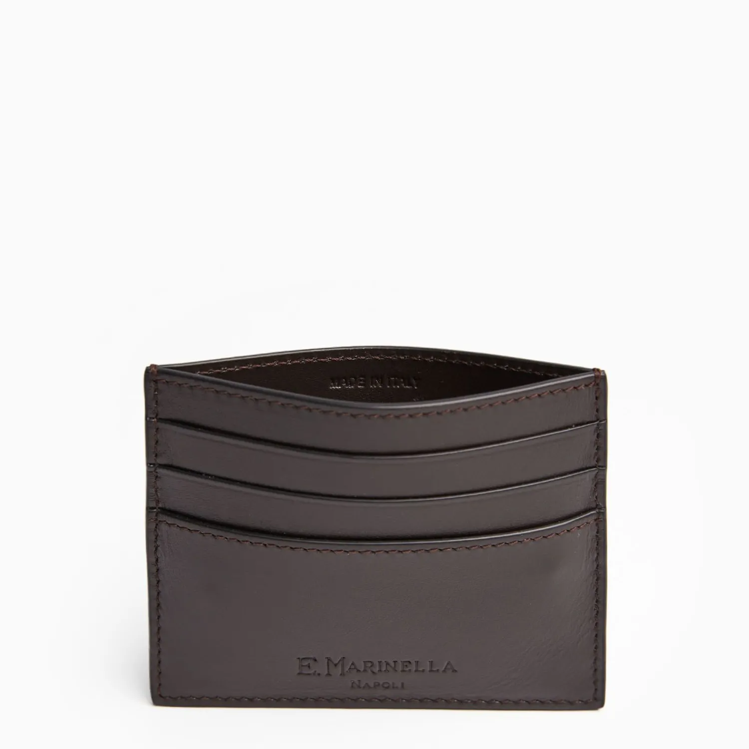 Dark Brown Leather Credit Card Holder - 7 Compartments>E.Marinella Best