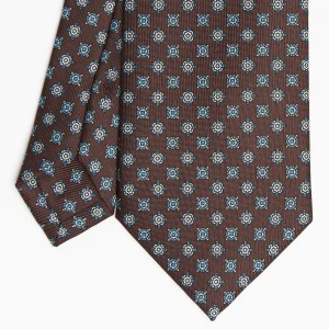 Dark Brown Sartorial Classic Silk Tie - Small Flower Pattern>E.Marinella Best