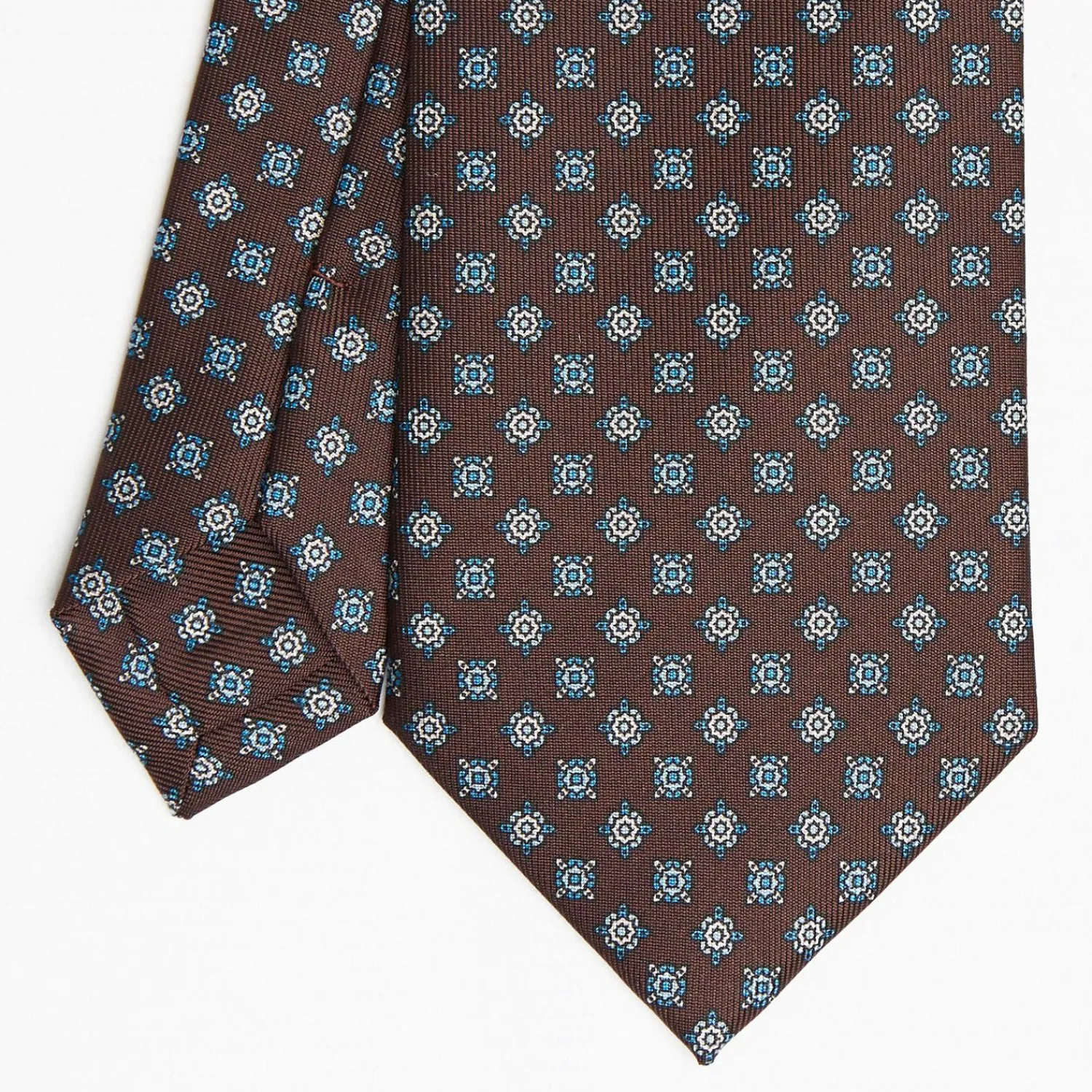 Dark Brown Sartorial Classic Silk Tie - Small Flower Pattern>E.Marinella Best
