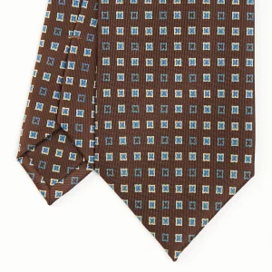 Dark Brown Sartorial Classic Silk Tie - Small Flower Pattern>E.Marinella New