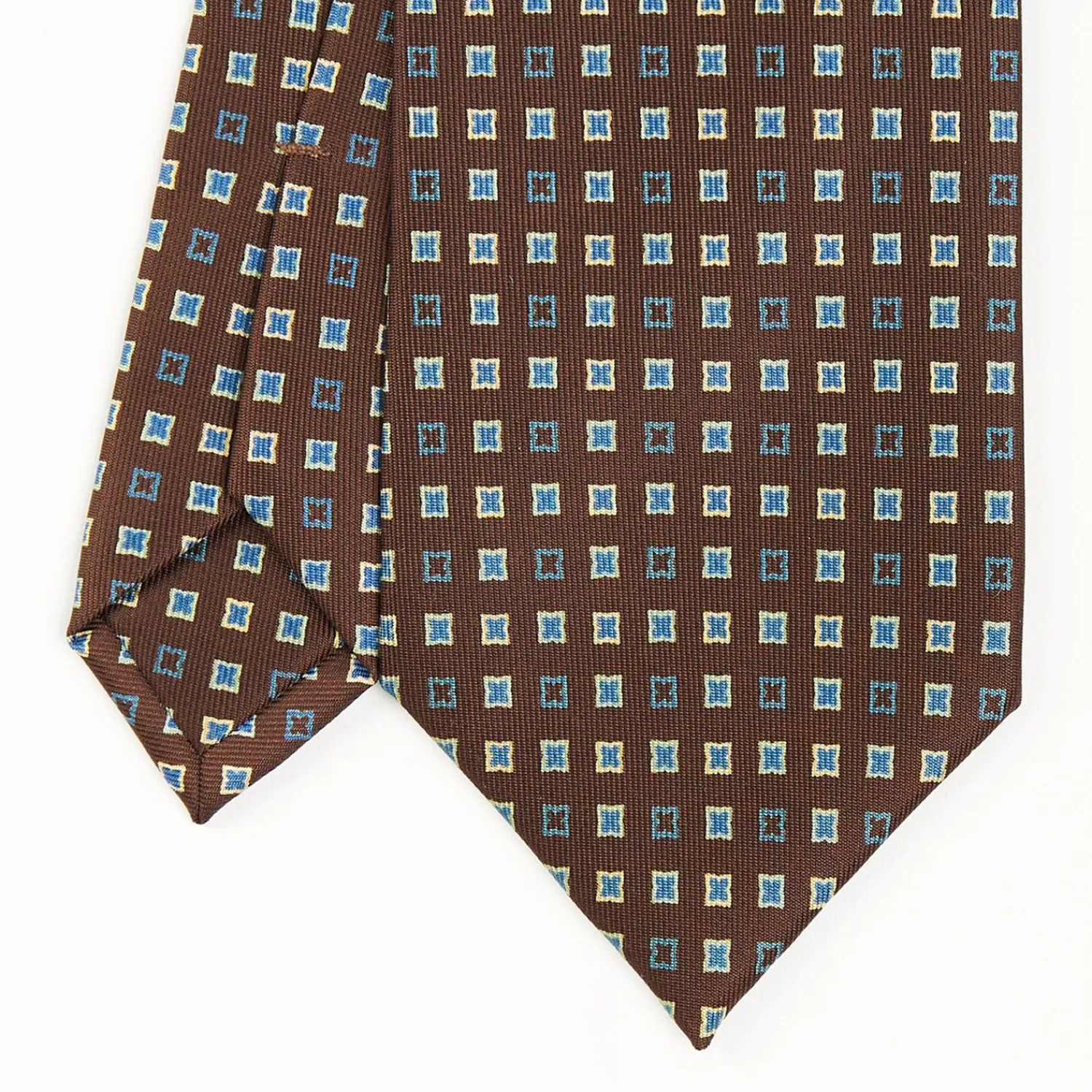 Dark Brown Sartorial Classic Silk Tie - Small Flower Pattern>E.Marinella New