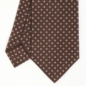 Dark Brown Sartorial Classic Tie - Small Flower Pattern>E.Marinella Best